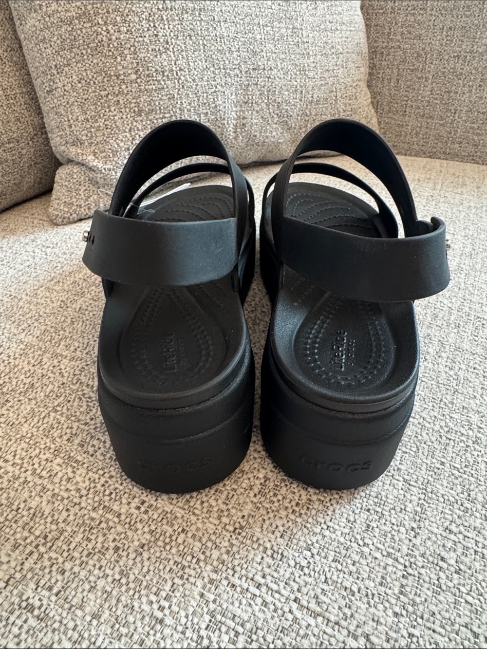CROCS Black Brooklyn Low Wedge Sandals - Picture 5 of 6